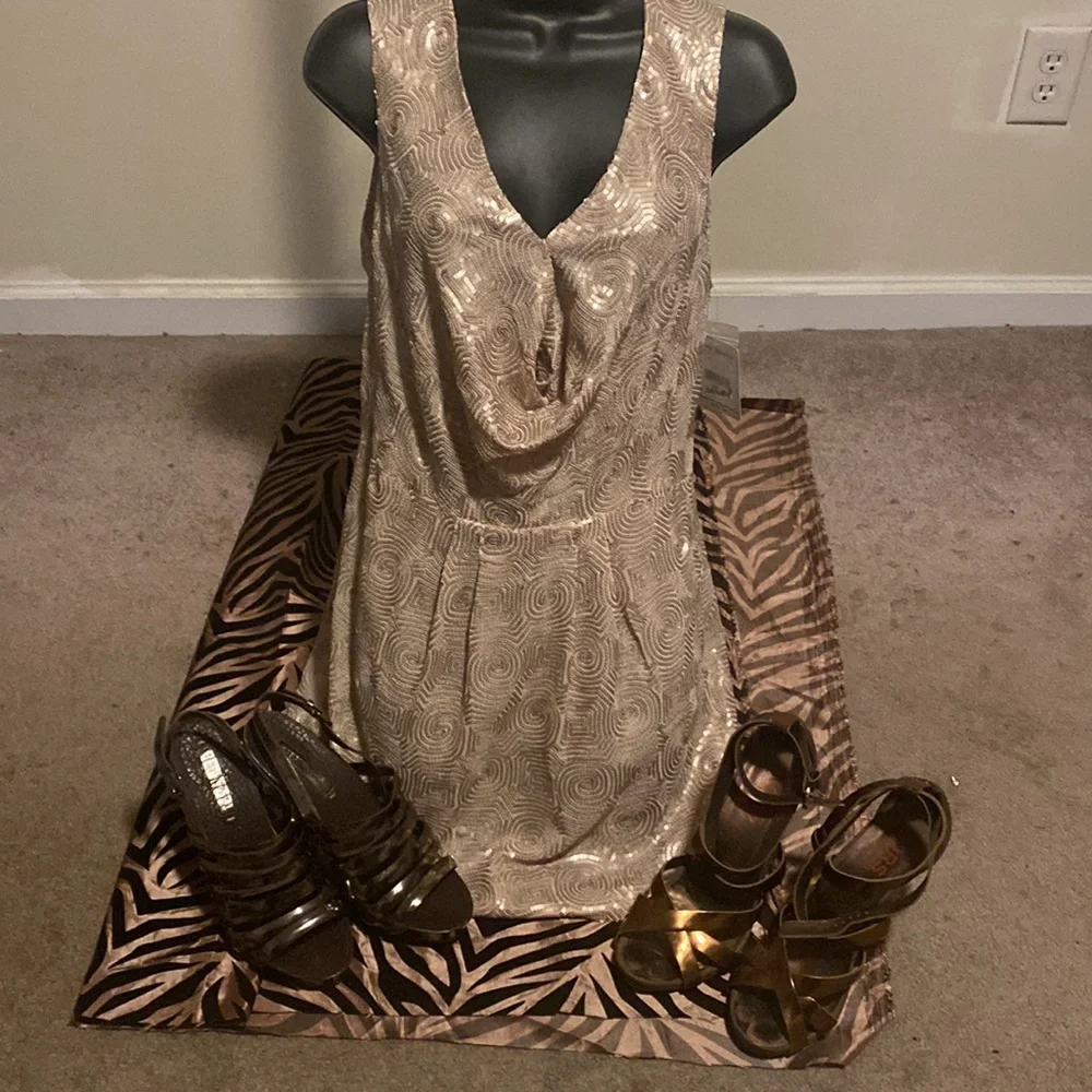 NWT FREE PEOPLE  Paris Rock Sequin French ROSE DRESS